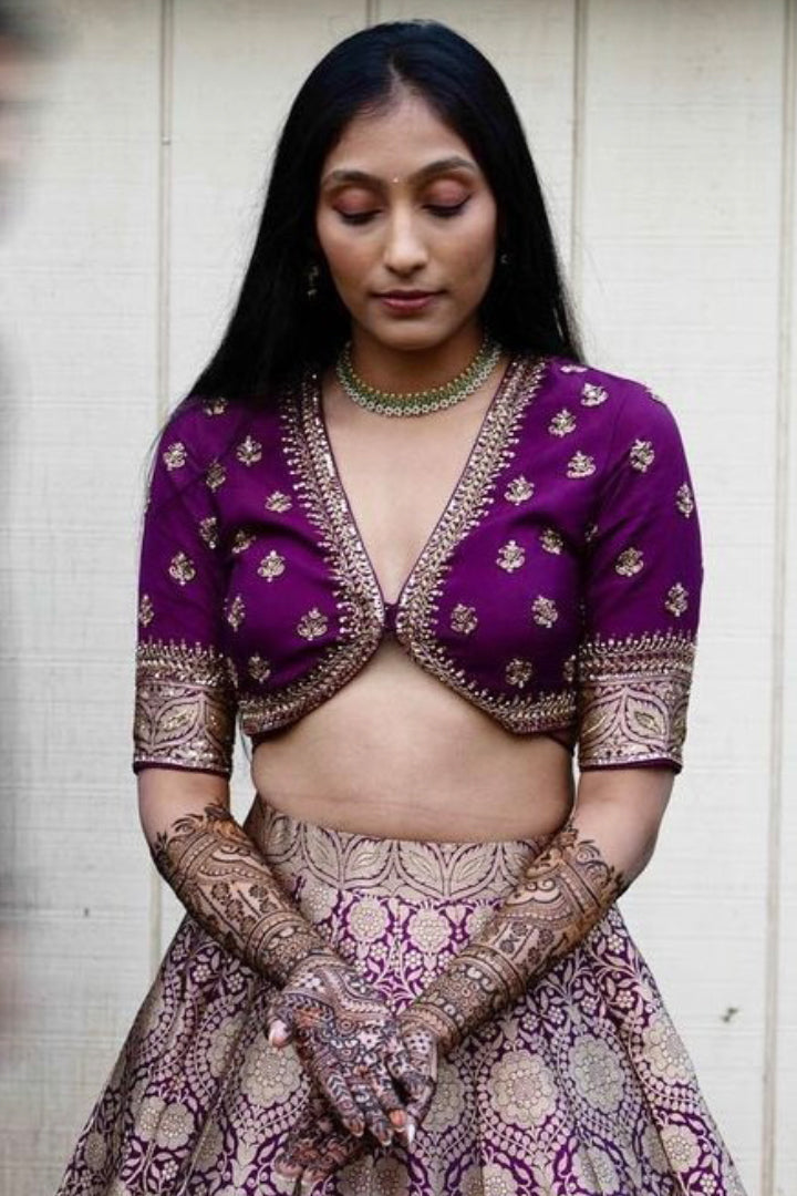 Pin by Sruthi Baiju on Brocade Lehenga, Banarasi Lehenga | Lehenga saree  design, Half saree lehenga, Indian saree blouses designs