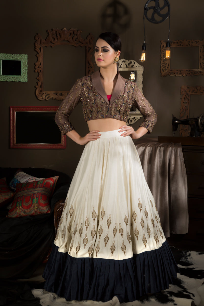 Chikankari mukaish lehenga skirt