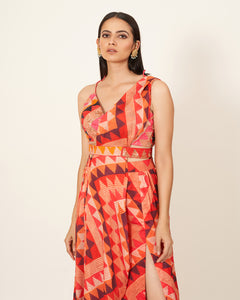 Printed Co-Ord Stitch Saree Dress